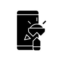 Flashlight not working black glyph icon vector