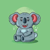 lindo, koala, sonriente, estilo grunge, ilustración, vector