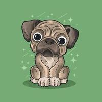 little pug dog grunge style illustration vector