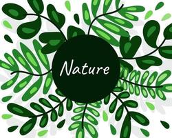 Nature green leaf background. Hand drawn vector illustration