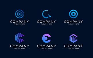 set of simple Letter C logo collection template vector