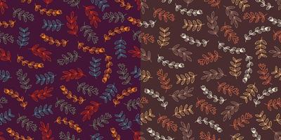 Beautiful hand drawn leaves seamless pattern vector