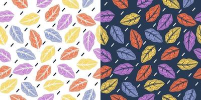 Hand drawn colorful leaves seamless pattern vector