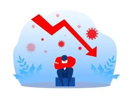 businessman stress and falling bar graph Dissatisfied, vector