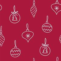 Hand-drawn Christmas Tree Baubles Seamless Repeat Pattern vector