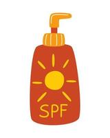 botella con protector solar. crema spf. proteccion solar. vector