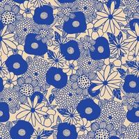 Scandinavian flower bouquet outline illustration seamless pattern vector