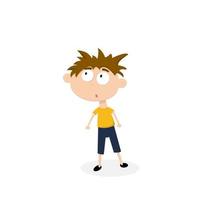 Surprised little boy isolated on white background. vector illustration