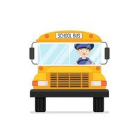 School bus with driver . Vector illustration