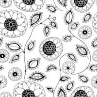 A Seamless floral pattern with outline flowers vector