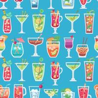 Retro Alcoholic fruit drinks seamless pattern for wallpaper design. vector