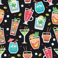 Retro Alcoholic fruit drinks seamless pattern for wallpaper design. vector