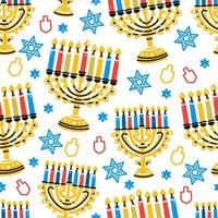 Hanukkah seamless pattern in flat style on white background. vector