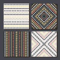 Ethnic seamless patterns. Set of aztec geometric backgrounds. vector