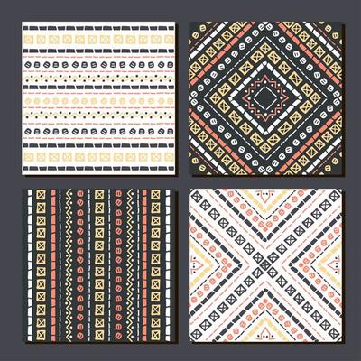 Ethnic seamless patterns. Set of aztec geometric backgrounds.