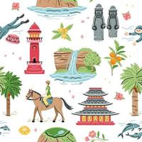 Welcome to Jeju island, seamless pattern with South Korea vector