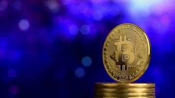 bitcoin met blauwe bokeh-achtergrond video