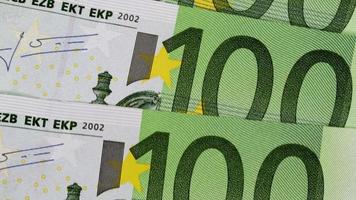 100 euro banknotes detail and overview video