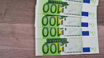 100 euro banknotes detail and overview video