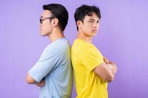 Two Asian brothers arguing with each other photo