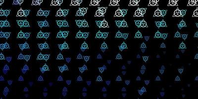Dark BLUE vector texture with religion symbols.