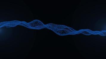 3D blue spinning wave particles technology concept photo
