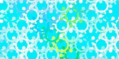 Light Blue, Green vector pattern with coronavirus elements.