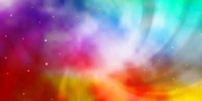 Light Multicolor vector background with small and big stars.