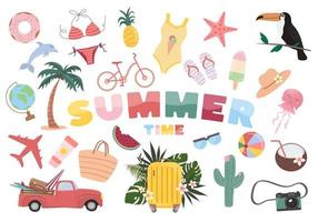 Summer set of cute elements vector