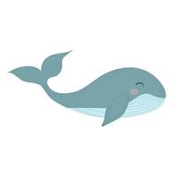 Cute whale, vector childish illustration in flat style.