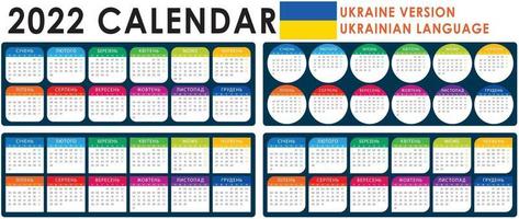 2022 Calendar Vector, Ukrainian version vector