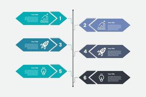 Diseño de plantilla de etiqueta de infografía de seis pasos. vector