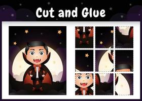 Children board game cut and glue with a cute dracula vector