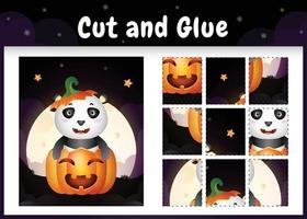 Children board game cut and glue with a cute panda vector