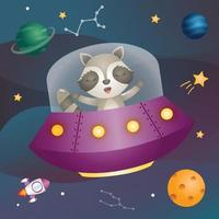 a Cute raccoon in the space galaxy vector