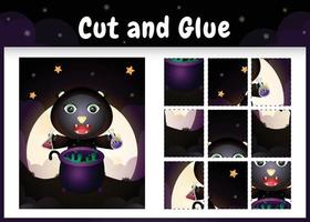 Children board game cut and glue with a cute black cat vector