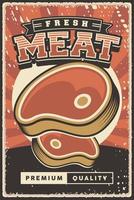 cartel retro de carne de res fresca vector
