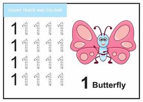 count trace and colour butterfly number 1 vector