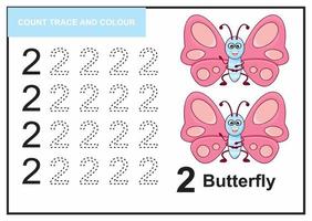 count trace and colour butterfly number 2 vector