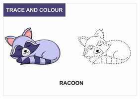 trace and colour racoon vector
