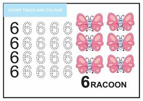 contar el rastro y el color de la mariposa número 6 vector