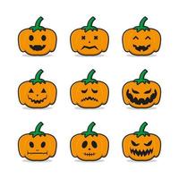 Set of pumpkin emoticon cartoon icon illustration vector