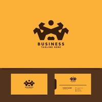 Ornamental crown logo with business card template vector