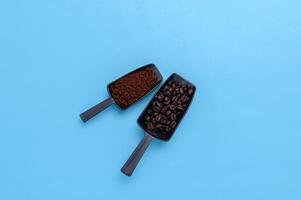 coffee beans on a blue background photo