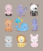 conjunto de iconos con animales vector