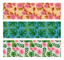 set of backgrounds of flowers and leafs naturals vector