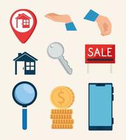 real estate icon set vector