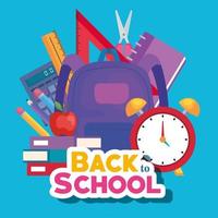 back to school banner with backpack and supplies education vector