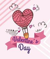 happy valentines day card with balloon hot travel vector