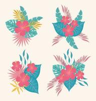 hawaiian flowers set vector